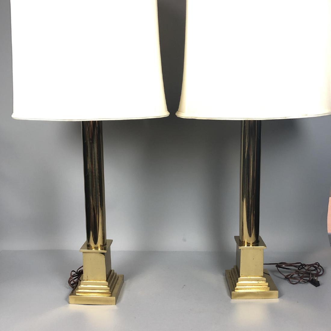 Pr Tall Brass Column Decorator Table Lamps. Moder (1 of 6)