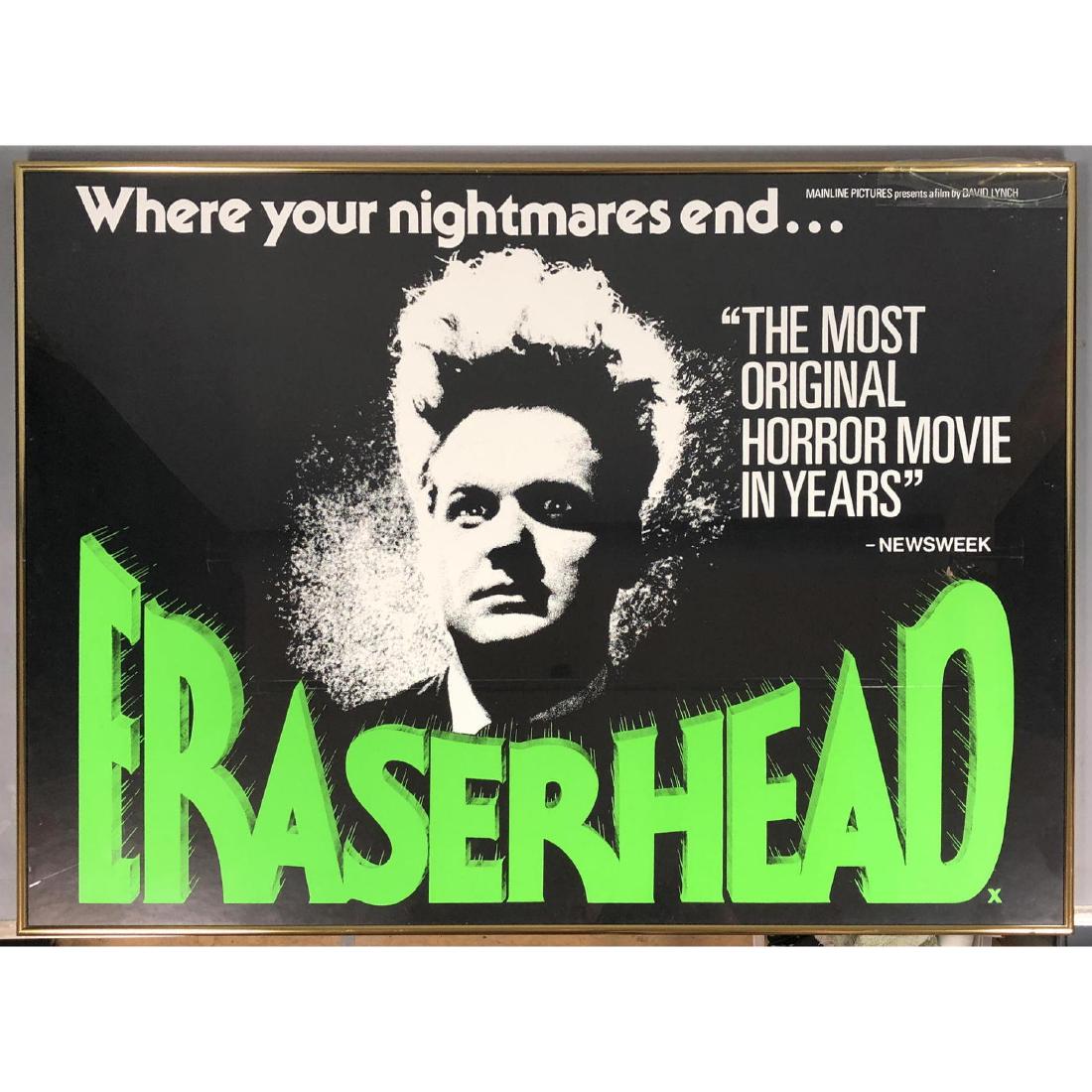 Original DAVID LYNCH Movie Poster ERASERHEAD. Mos: Original DAVID LYNCH Movie Poster ERASERHEAD. Most original horror movie in years.-- Dimensions: Image Size: H: 27 inches: W: 37.75 inches ---