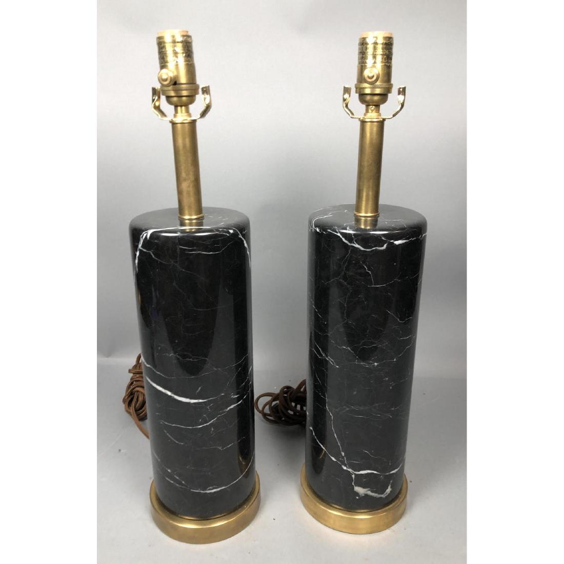 Pr Designer Black Marble Round Column Table Lamps (1 of 6)