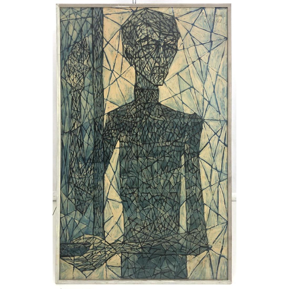 Signed Jacques Dunham Modernist Oil Painting. Fra (1 of 9)