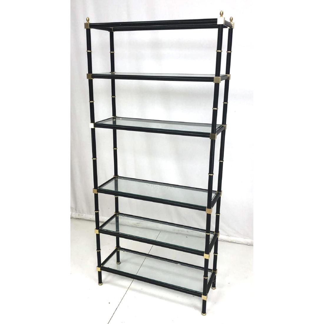 Black & Brass Regency Style Shelf Unit. Black met (1 of 15)