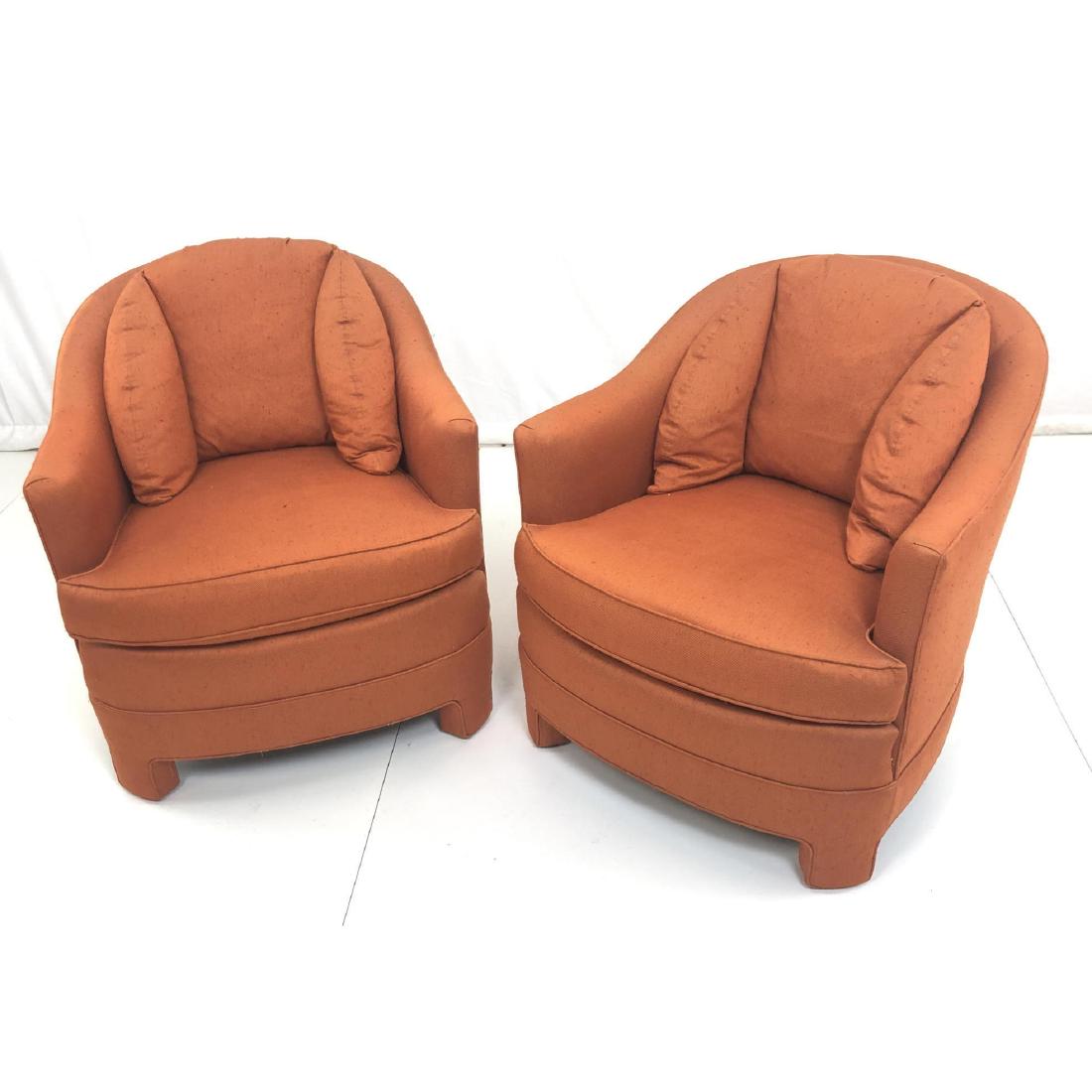 Pr HENREDON Orange Barrel Back Lounge Chairs. Com (1 of 11)