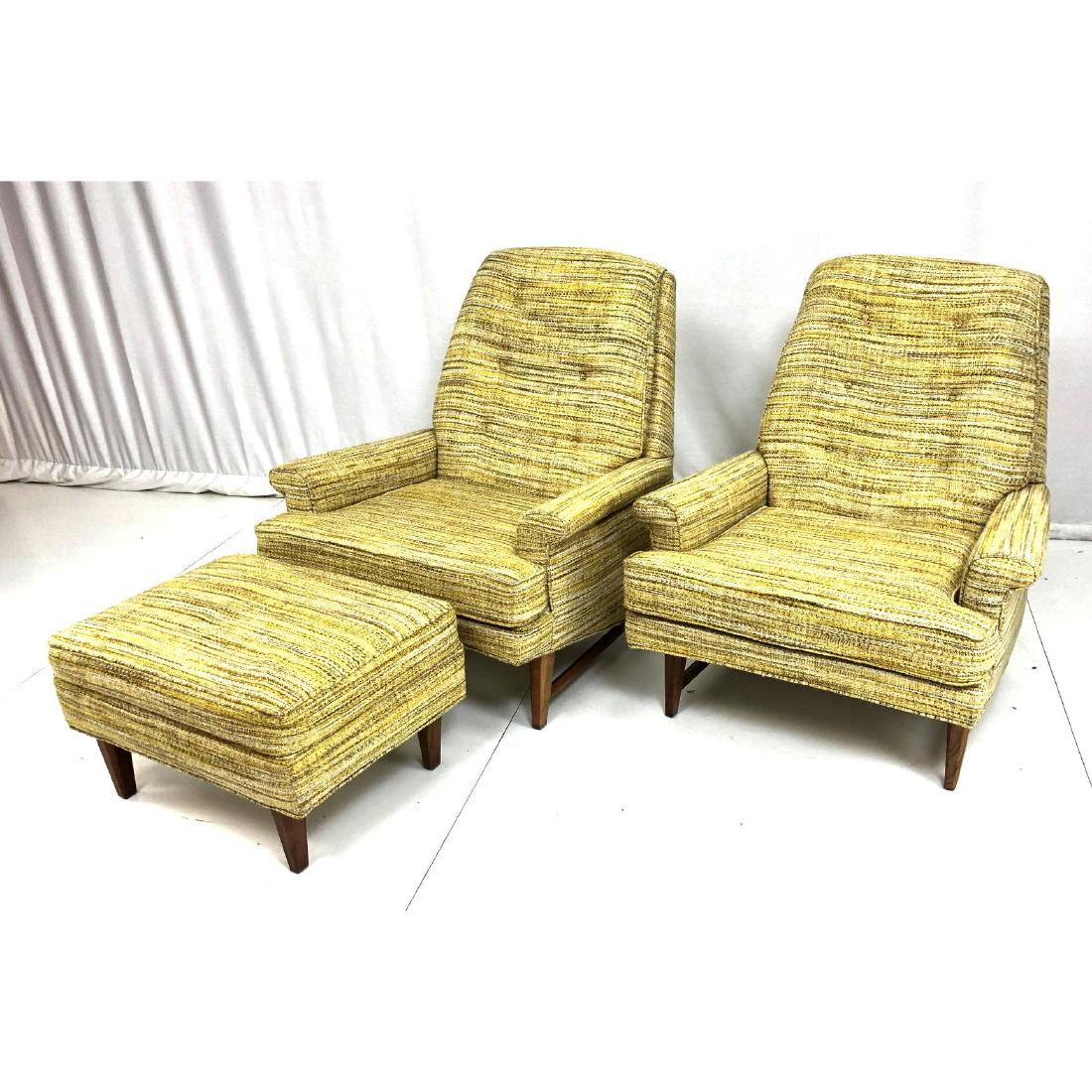 Pr Lounge Chairs & Ottoman. Possibly DUNBAR. Angl (1 of 13)