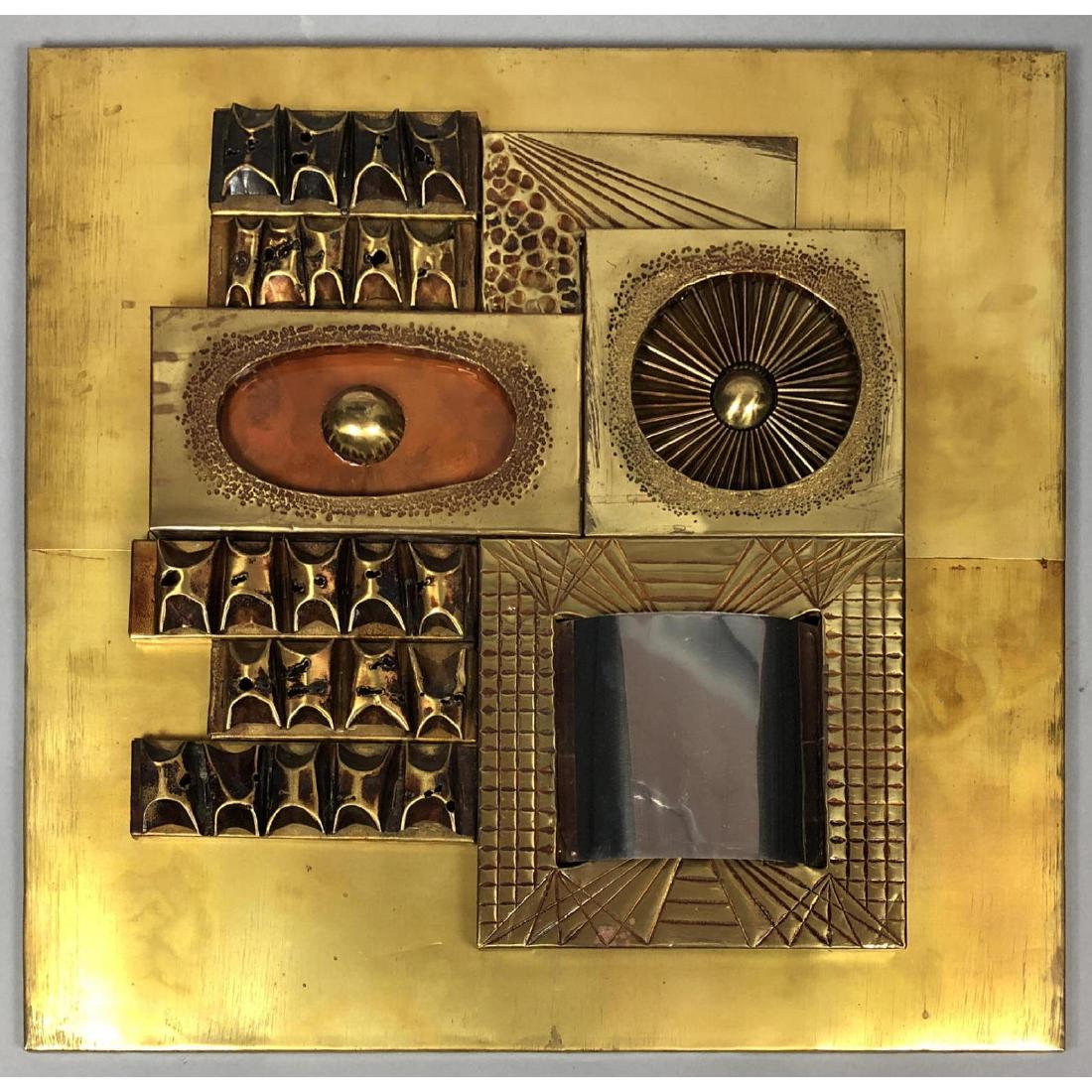 Brutalist Mixed Metal Sculptural Wall Plaque. 3D (1 of 7)