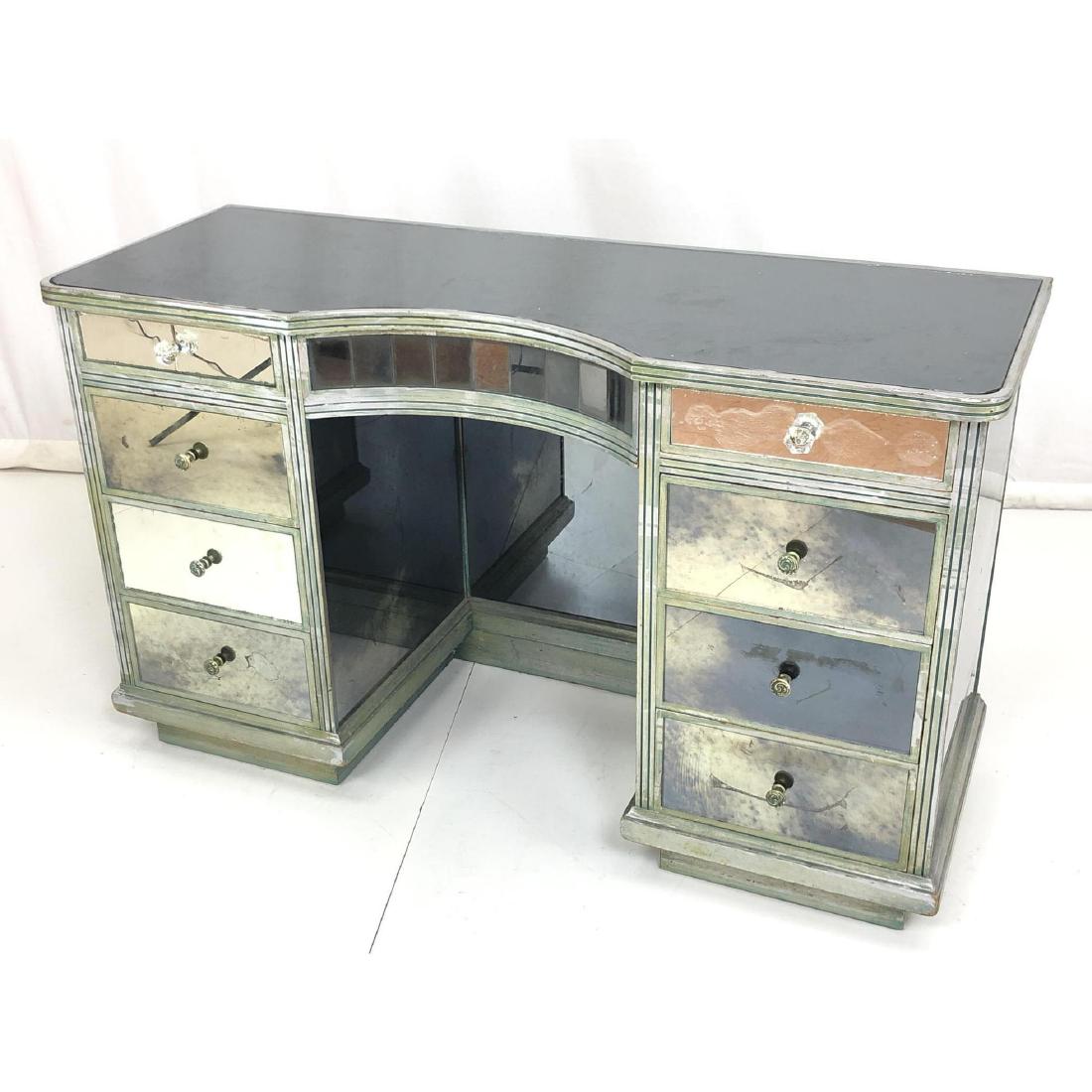 Mirrored Decorator Vanity. Silver and teal faux p (1 of 14)