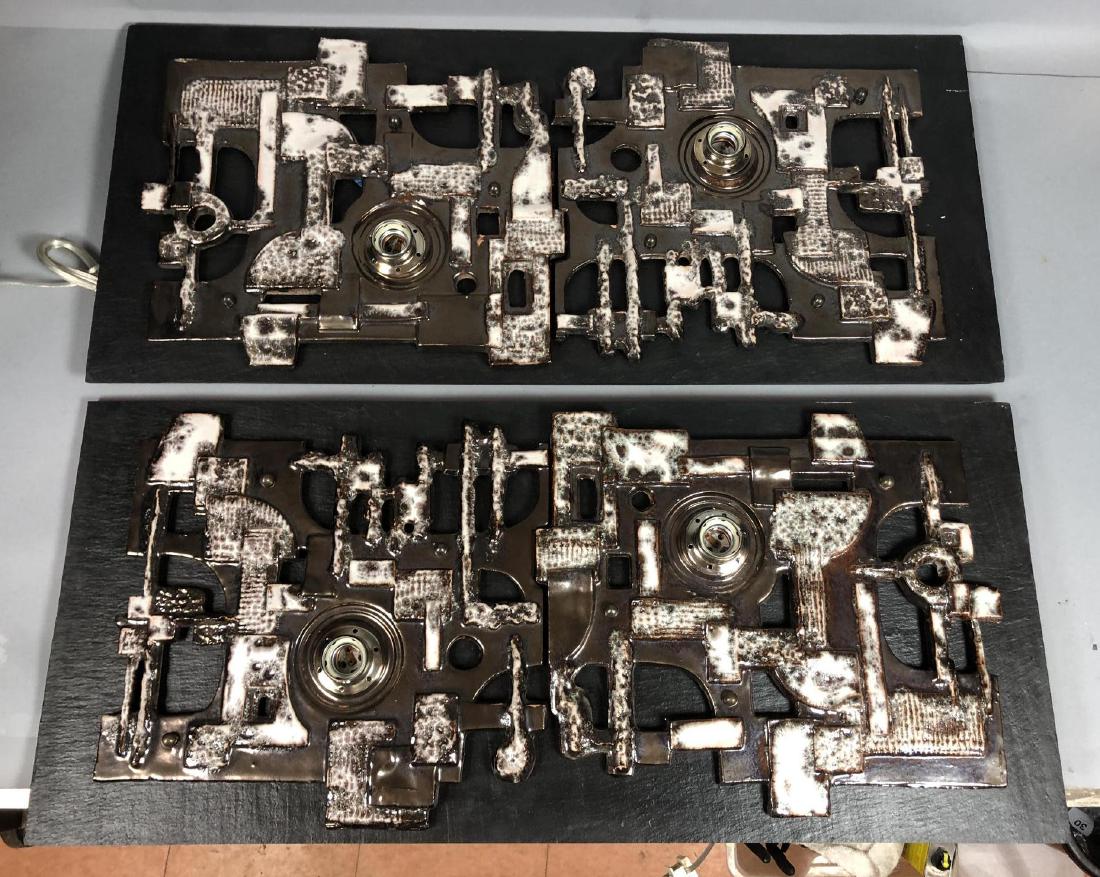 Pr Modernist Ceramic Sculpture Lamps Mounted on S (1 of 4)