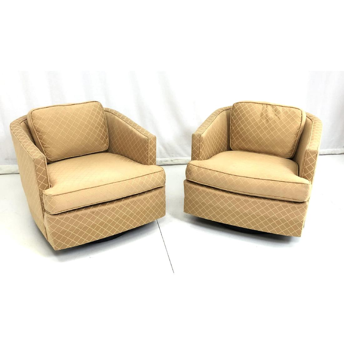 Pr Baughman style Swivel Lounge Chairs. Pale gold (1 of 14)