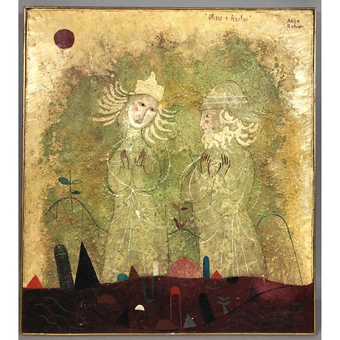 ALICE RAHON Figural Modernist Painting. 2 figures (1 of 7)