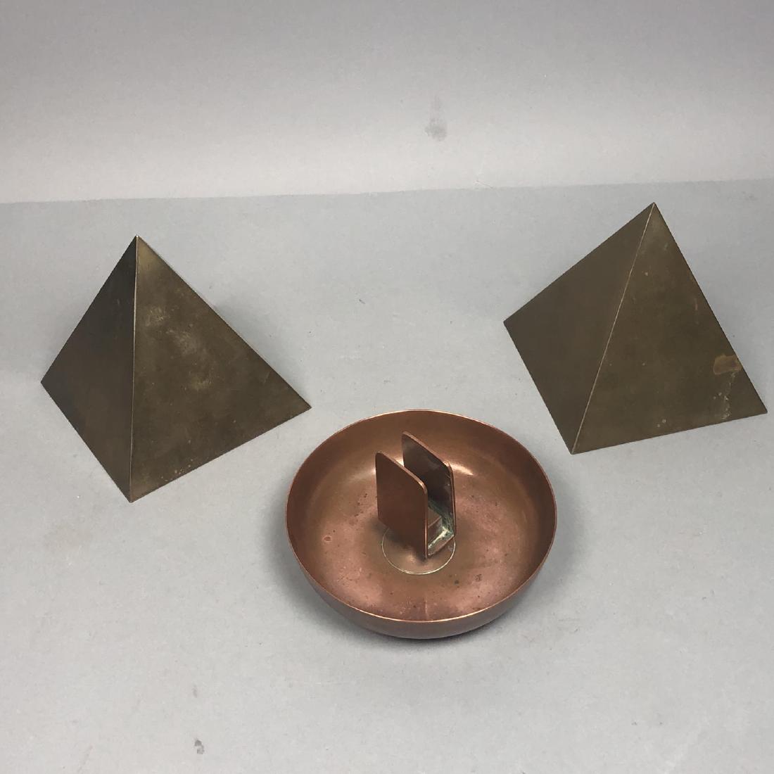 3pc Copper Brass Modernist Tableware Lot. 1) JOS (1 of 6)