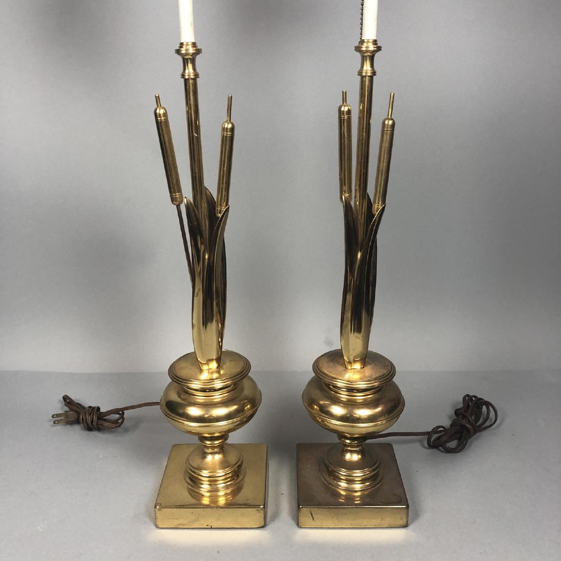 Pr Decorator Vintage Brass Cattails Table Lamps. (1 of 8)