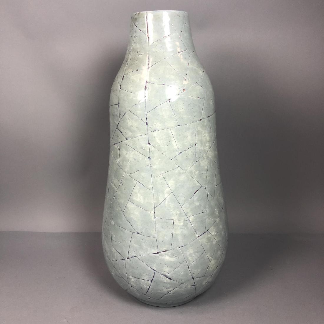 Lg Italian Modern Bulbous Light Blue Ceramic Vase (1 of 6)