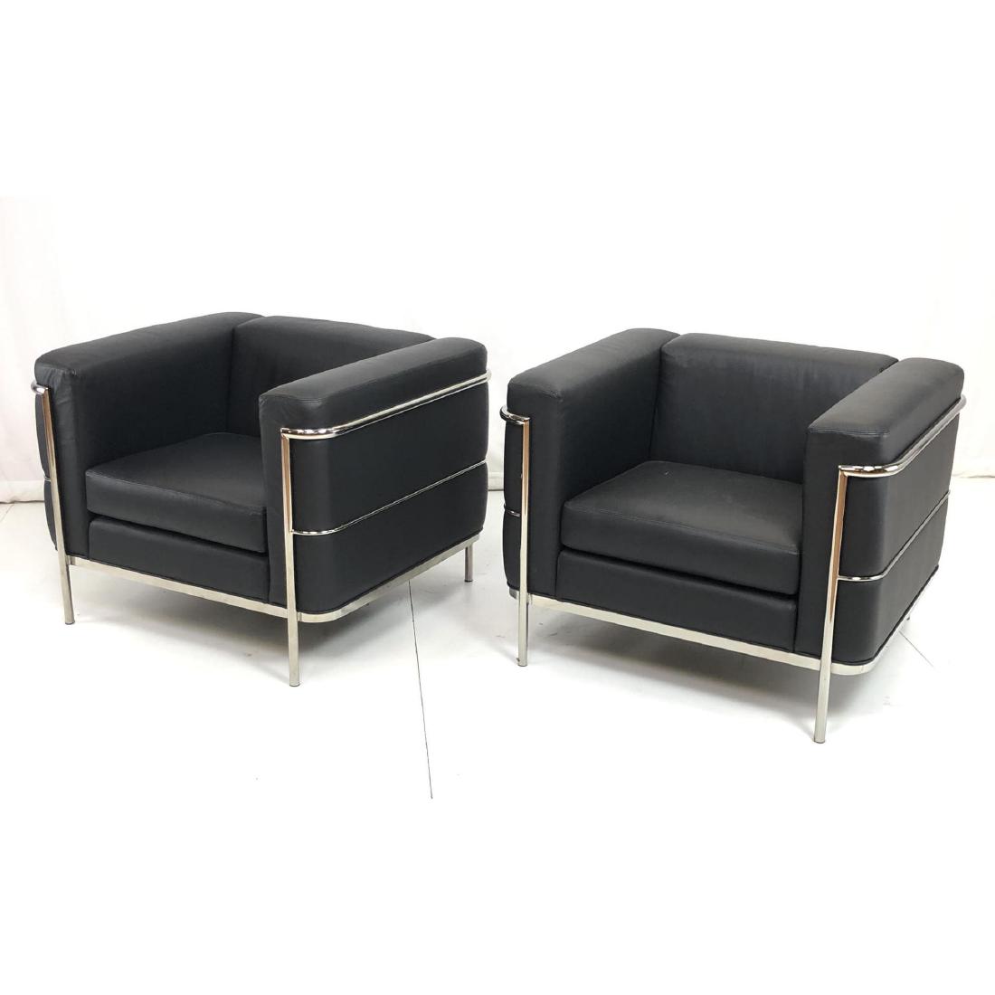 Pr Jack Cartwright Black & Leather Chrome Lounge: Pr Jack Cartwright Black & Leather Chrome Lounge Chairs. Tag. Modernist-- Dimensions: H: 27 inches: W: 36 inches: D: 32 inches ---