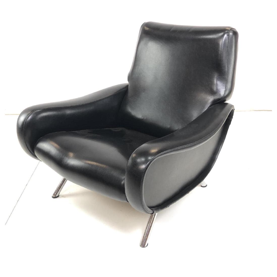 AR Flex French Black Vinyl Lounge Chair. Flared (1 of 11)