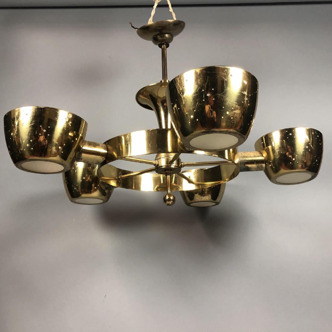 Modernist Lightolier Chandelier 5 arm pierced bra (1 of 11)