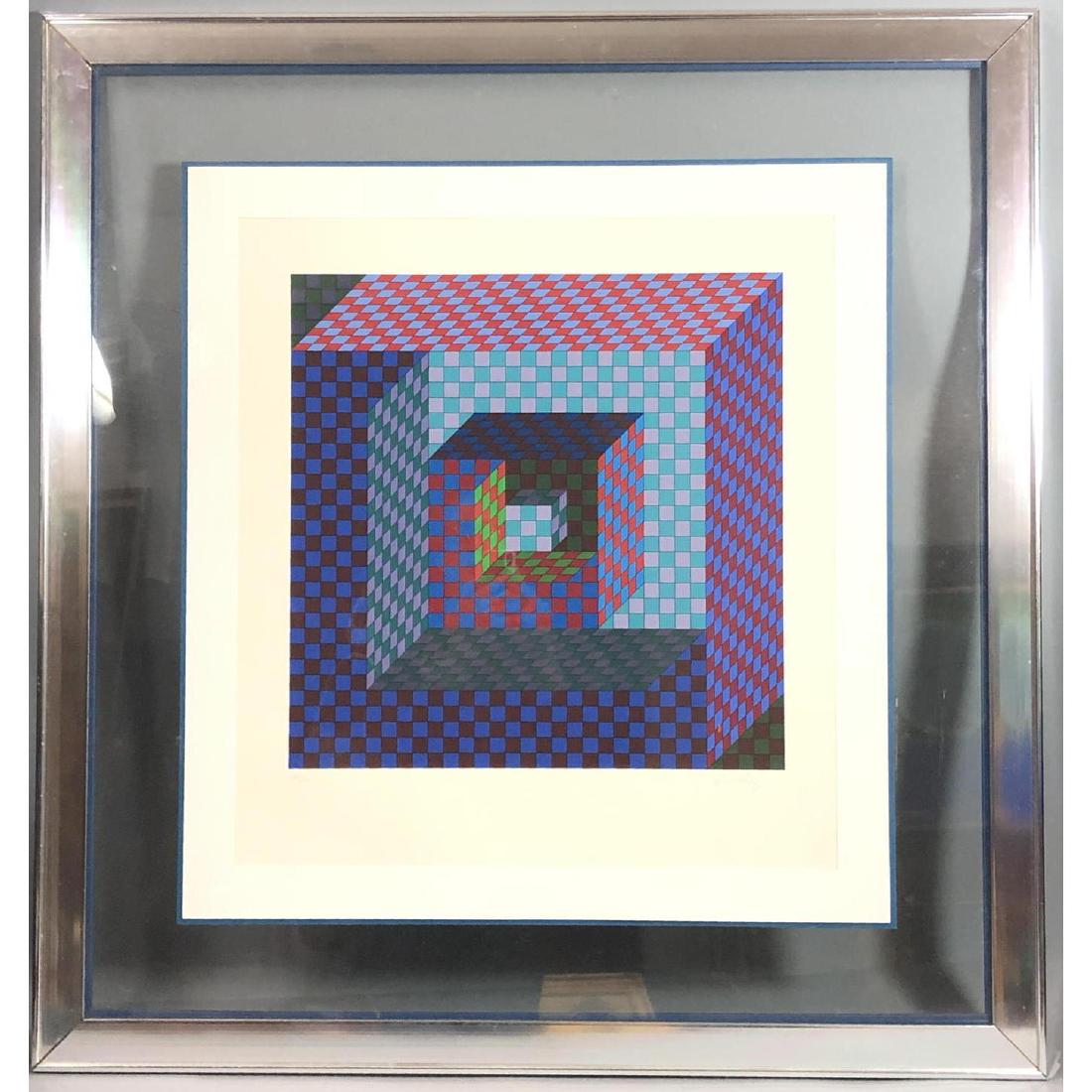 VICTOR VASARELY Signed Op Art Print. Colorful mod (1 of 8)