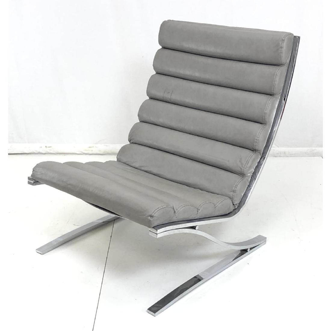 DIA Gray Leather Channel Chrome Lounge Chair (1 of 12)