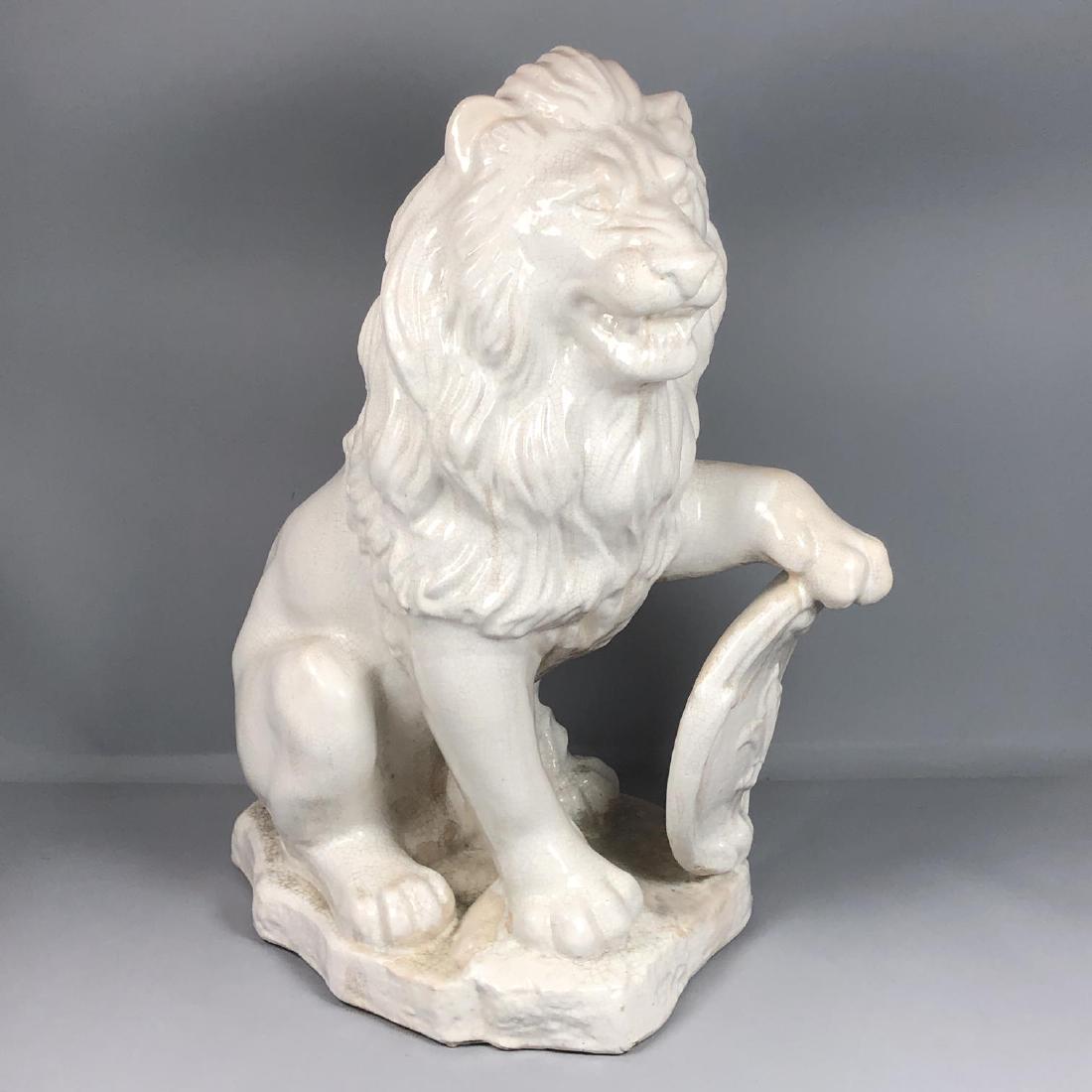 Large Vintage Figural Ceramic Lion Statue. Ivory (1 of 12)