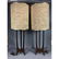 Pr MODELINE Walnut Brass Tall Table Lamps. 3 scul