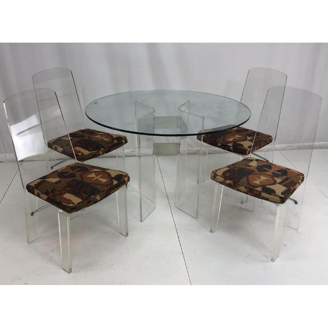 5pc Mid Century Lucite Dining Set. Glass top tabl (1 of 14)