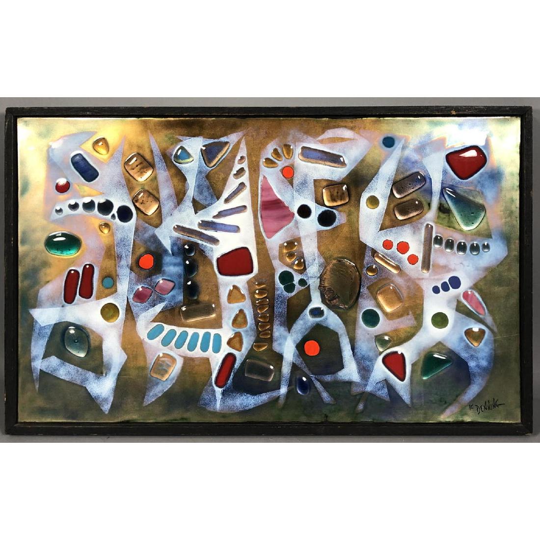 K DENNING Signed Enamel on Copper Plaque. Moderni (1 of 8)