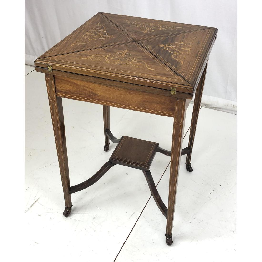 Antique Inlaid Mahogany Flip Top Side Game Table