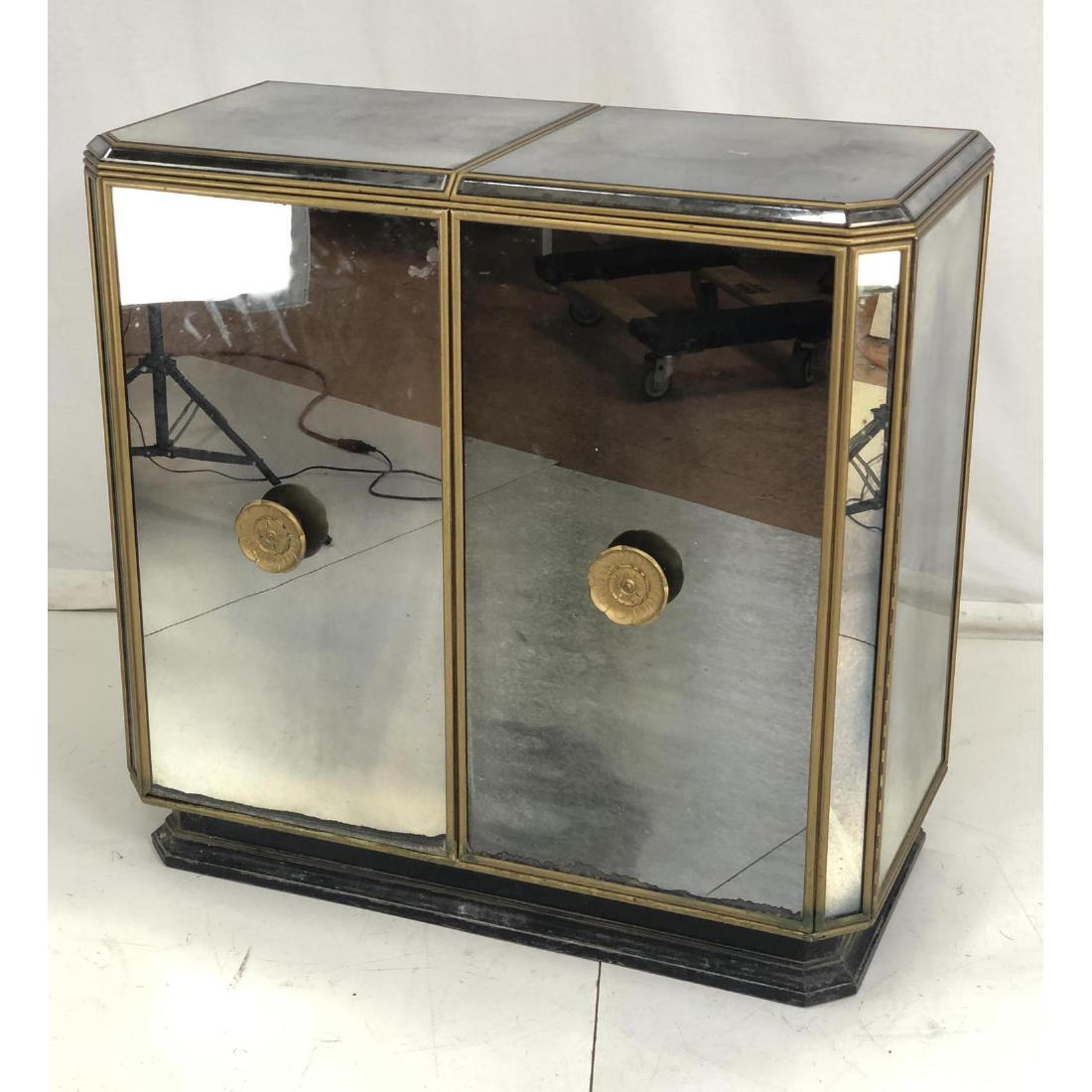 Mirrored 2 Door Bar Cabinet. Gilt wood trim. Carv (1 of 13)