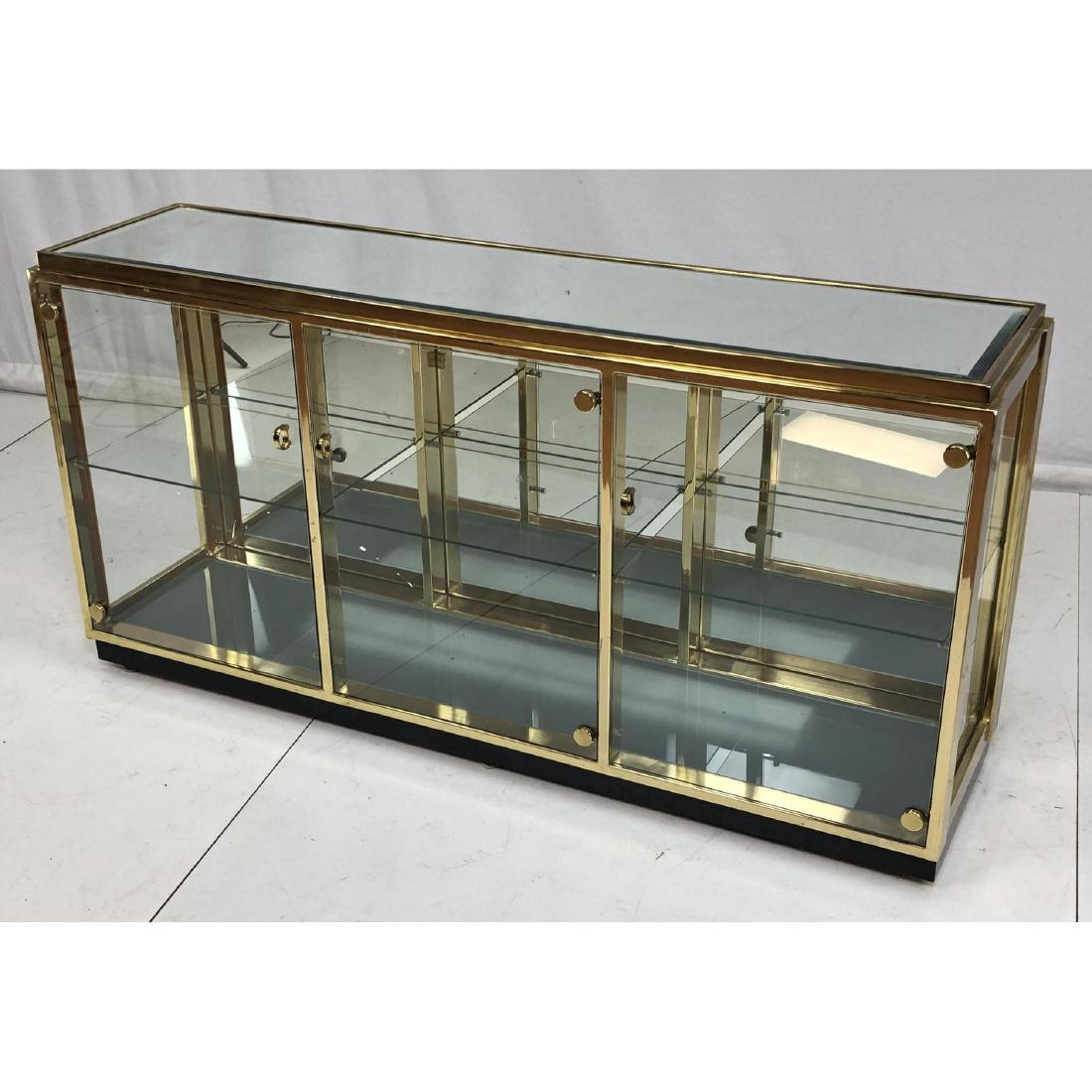 Light Up Brass Display Case Credenza. Glass top, (1 of 12)
