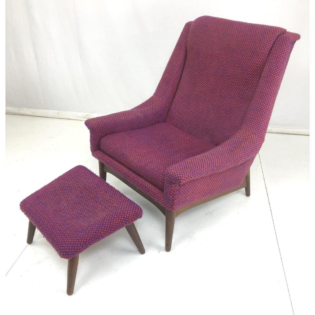 2pc FOLKE OHLSOHN Lounge Chair & Ottoman. Red & p (1 of 13)