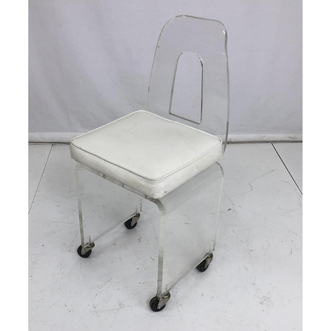 Rolling Modernist Lucite Stool Chair. RIALTO. Whi (1 of 9)