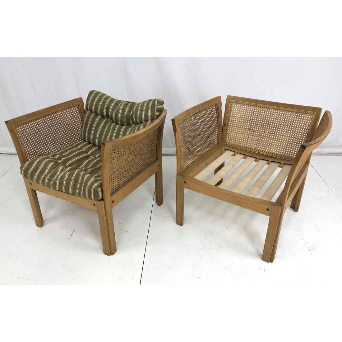 Pr Danish Modern Chairs, Cane Side Arms & Back. B (1 of 10)