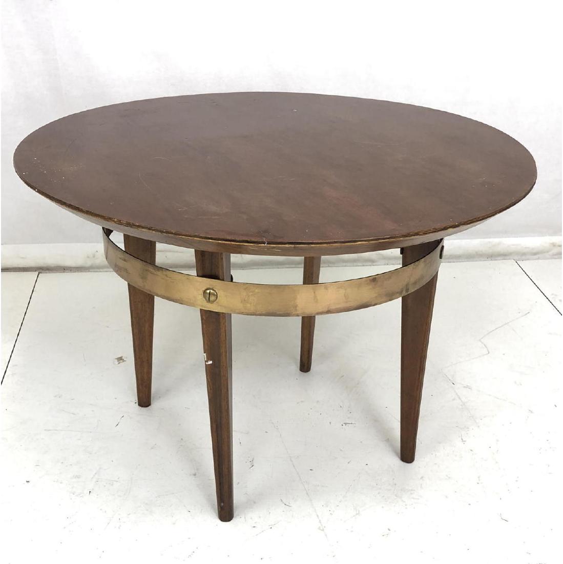 Art Deco Style Wood Round Side Table. Wide metal (1 of 10)