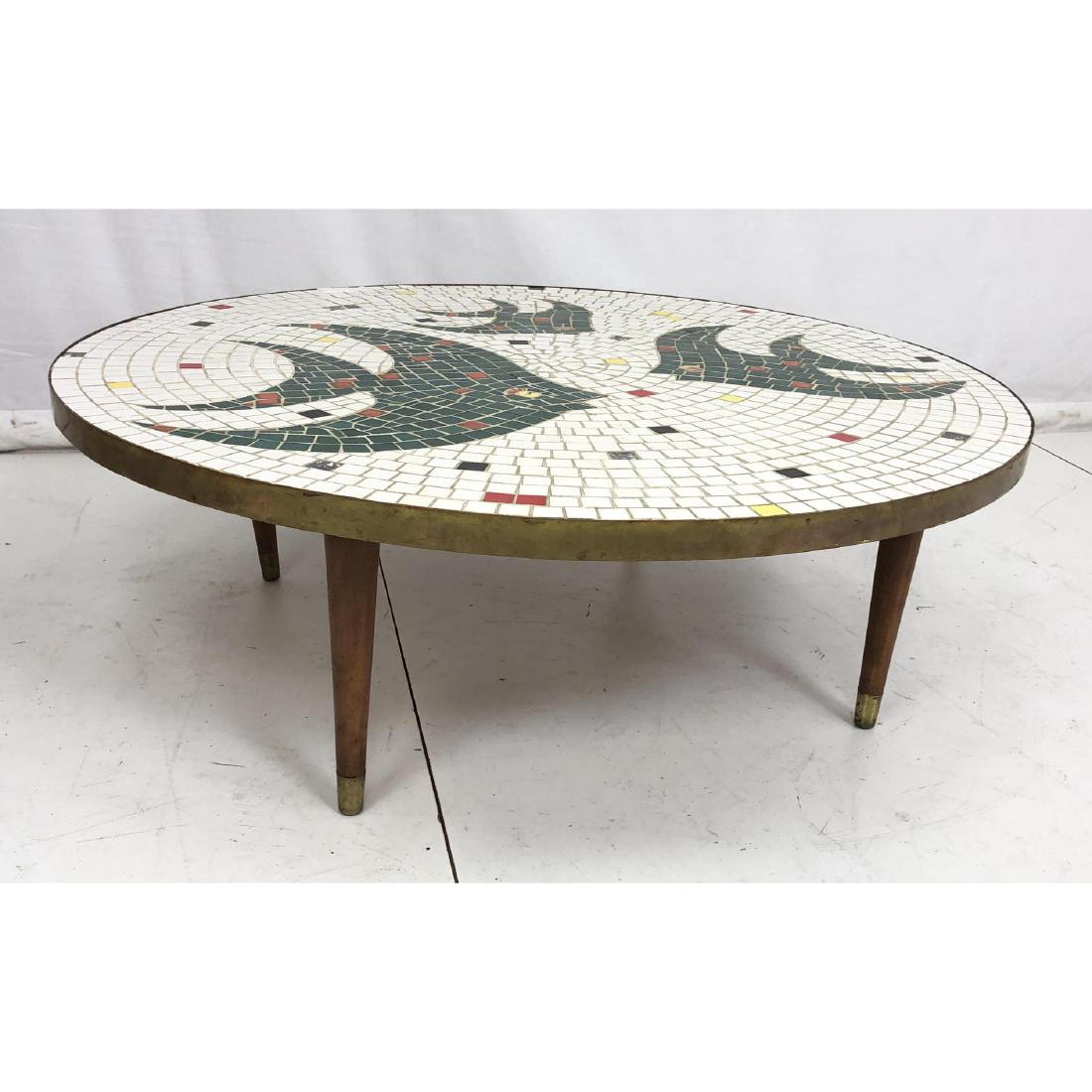 Mid Century Modern Fish Tile Top Coffee Table. Wh (1 of 10)