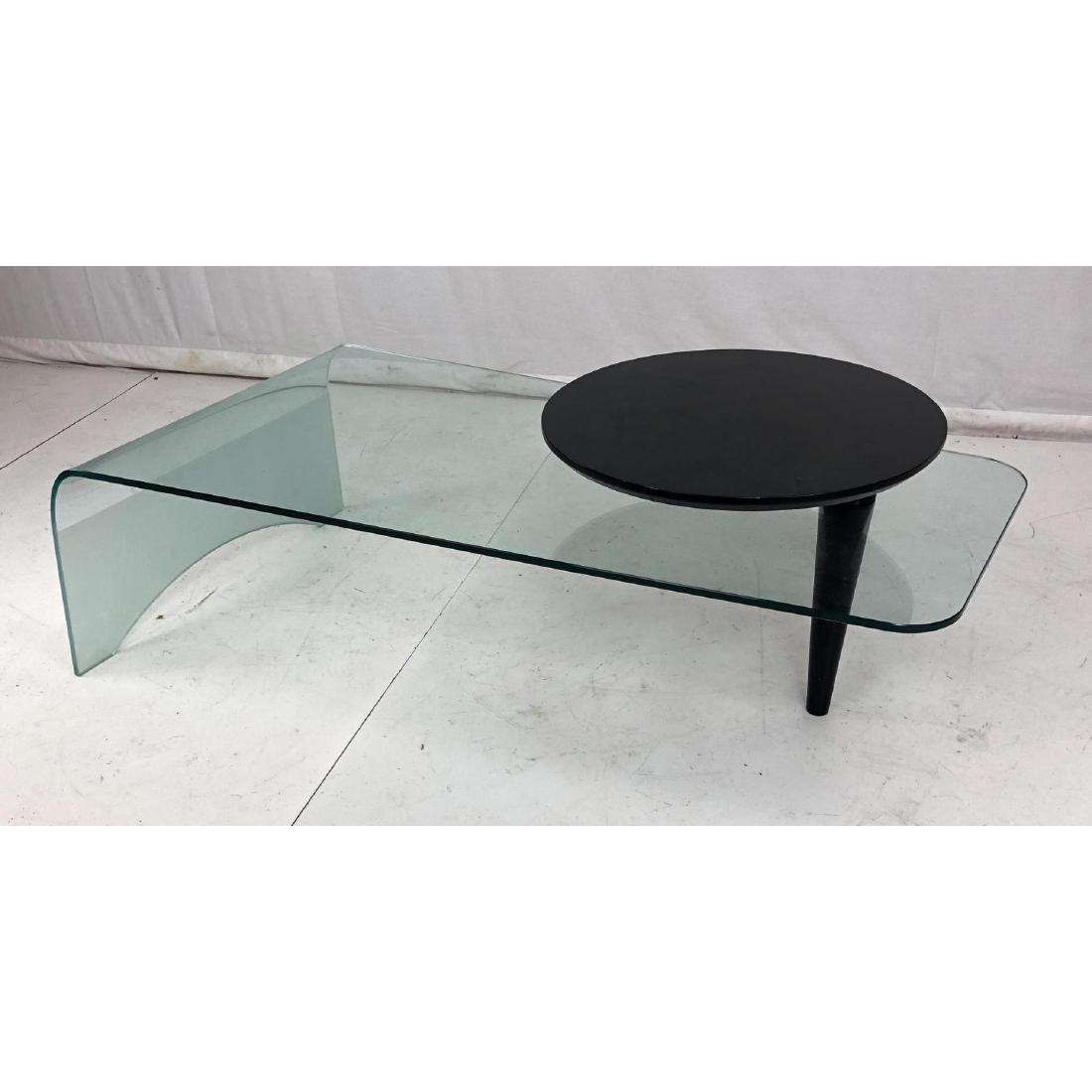 Modernist Slumped Glass Coffee Table w Lazy Susan (1 of 10)