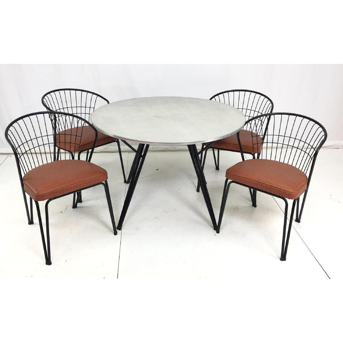 5pc Modernist Black Metal Dinette Set. Round gray (1 of 14)