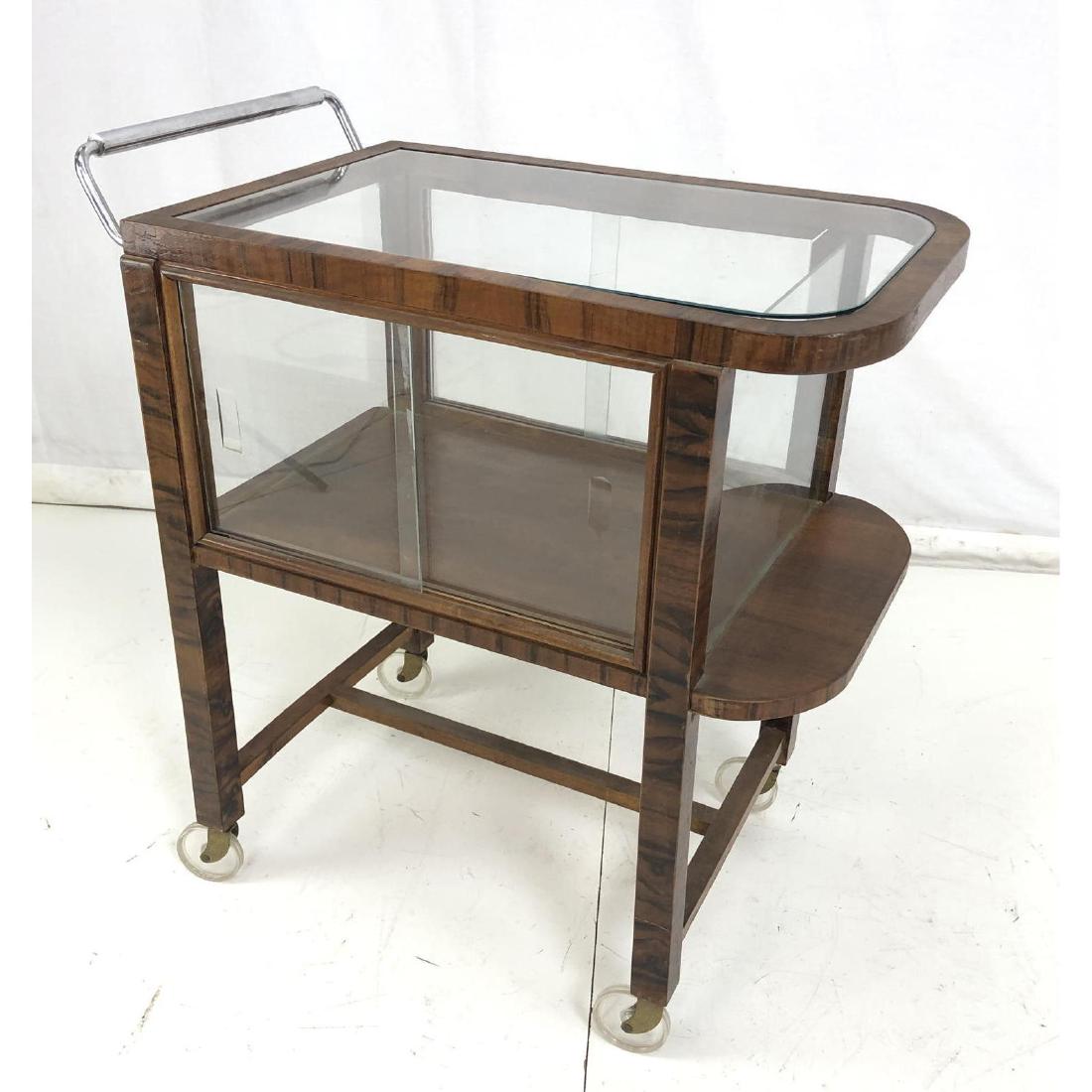 Art Deco Rosewood Rolling Display Cabinet. Chrome (1 of 9)