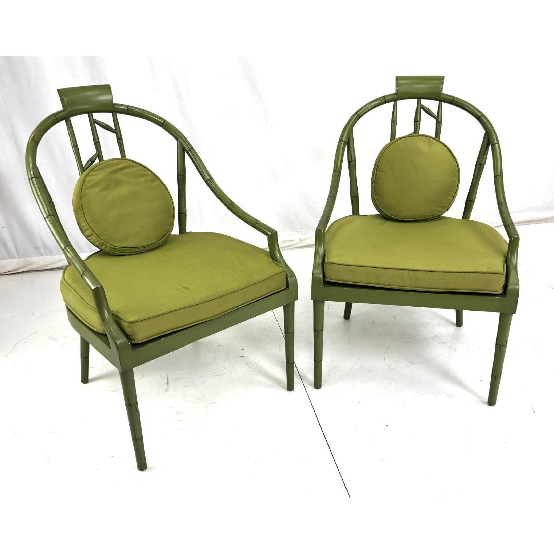 Pr Green Faux Bamboo Arm Chairs. Painted faux bam (1 of 11)