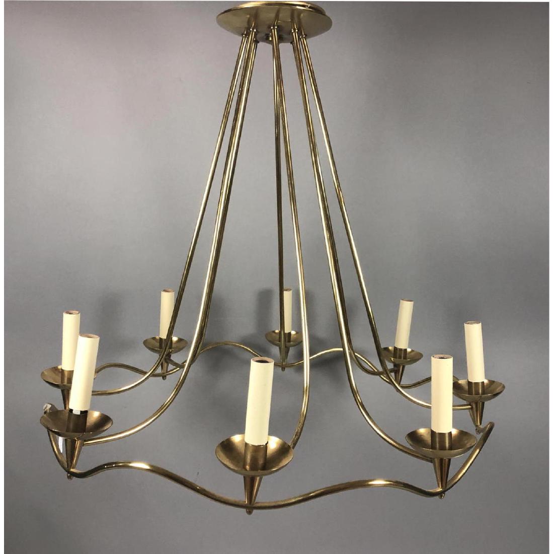 Royere style 8 Arm Brass Chandelier. Bowed arms (1 of 7)
