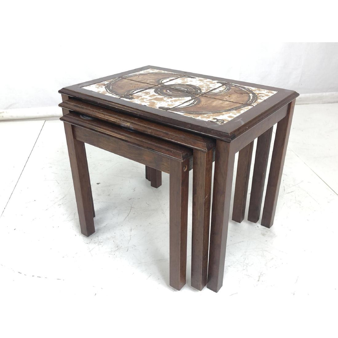 3pc Danish Rosewood Nesting Tables. Tile Tops. (1 of 9)