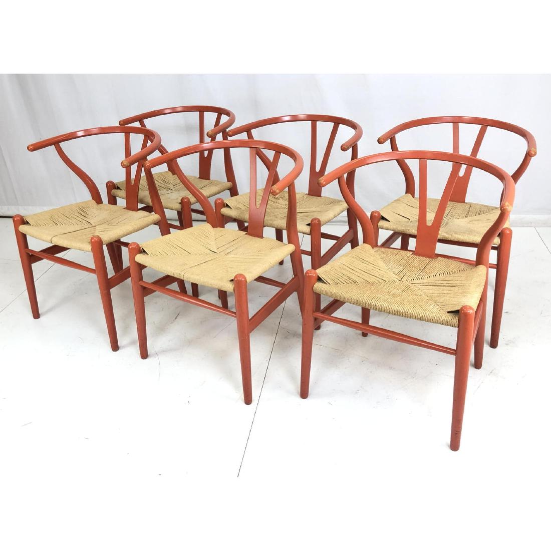 6 Hans Wegner  Wishbone Dining Chairs. Rush Seats (1 of 12)