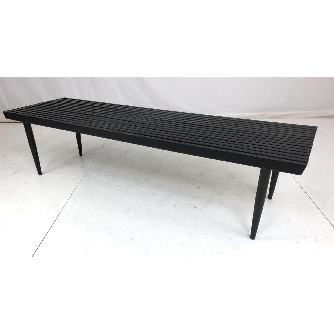 Mid-Century Painted Black Slat Bench Coffee Table (1 of 10)