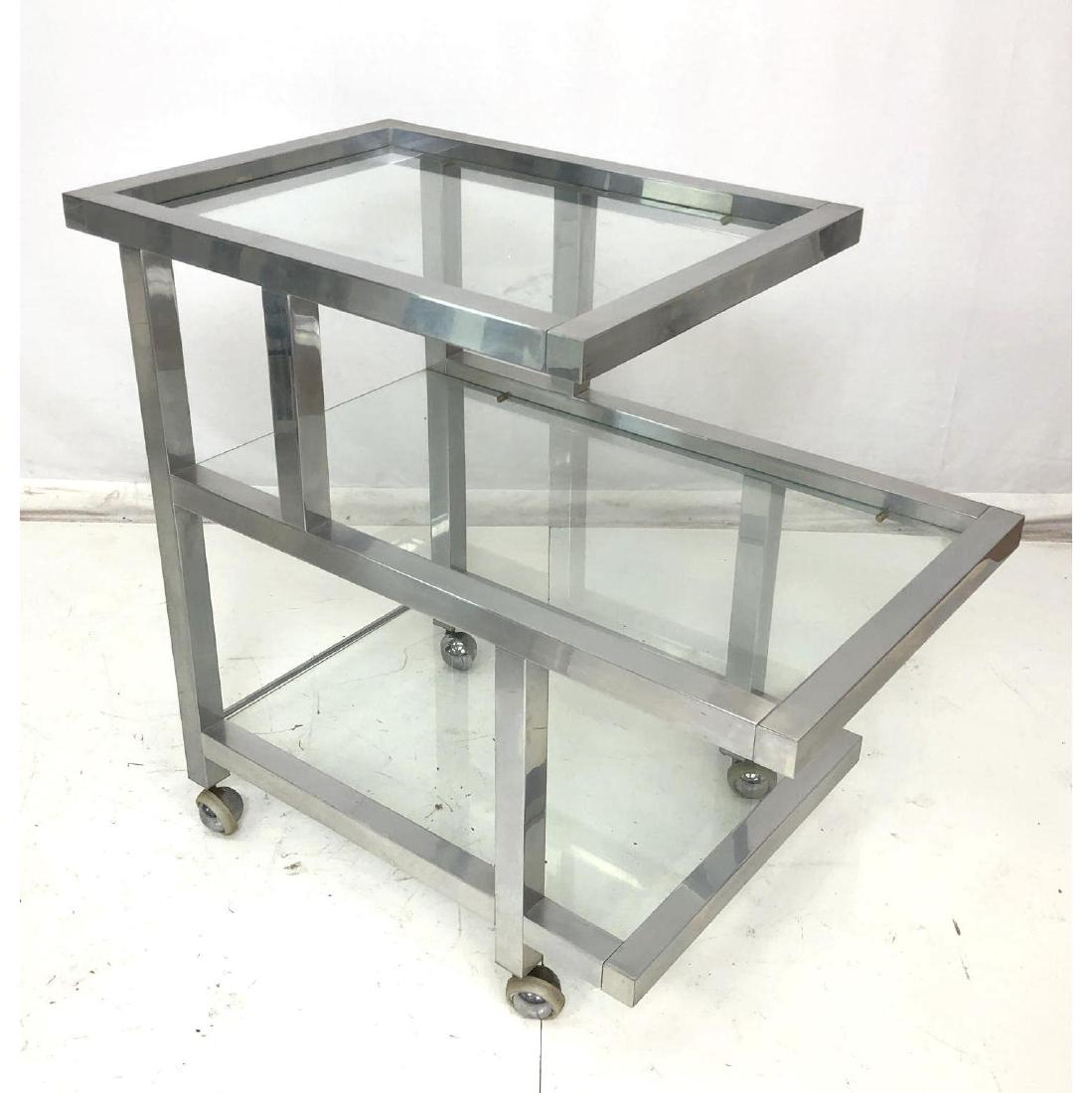 70's Modern Aluminum Bar Cart Server.  On casters (1 of 10)