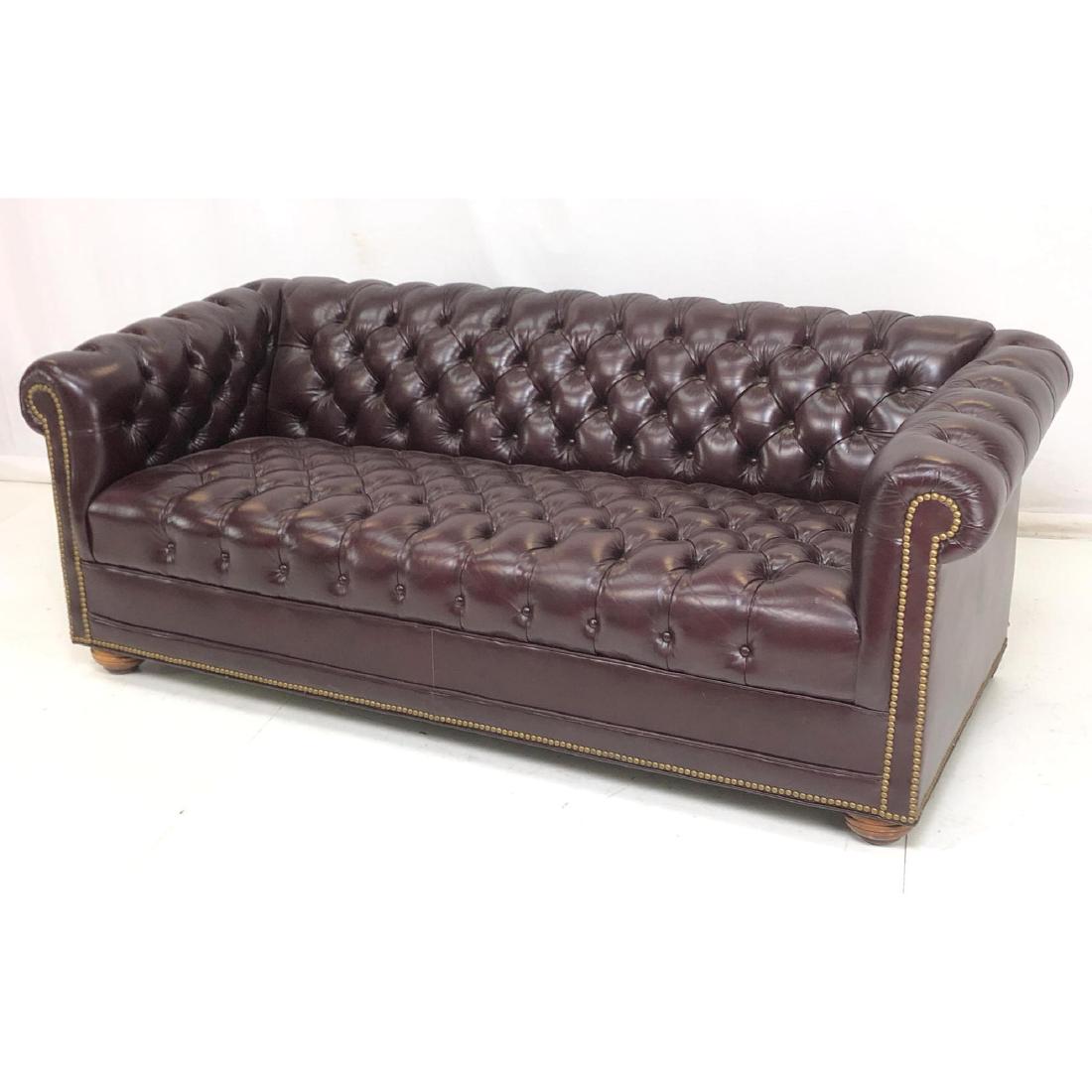 Chesterfield Leather Sofa Couch. Tufted seat with (1 of 10)