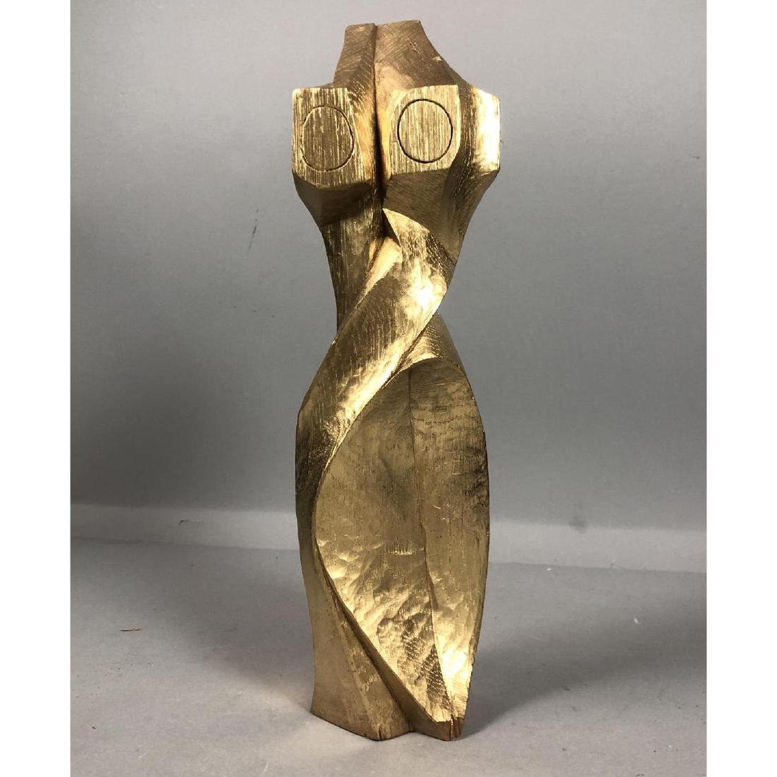 Geometric Abstract Modernist Sculpture Gilt Carved Wood (1 of 8)