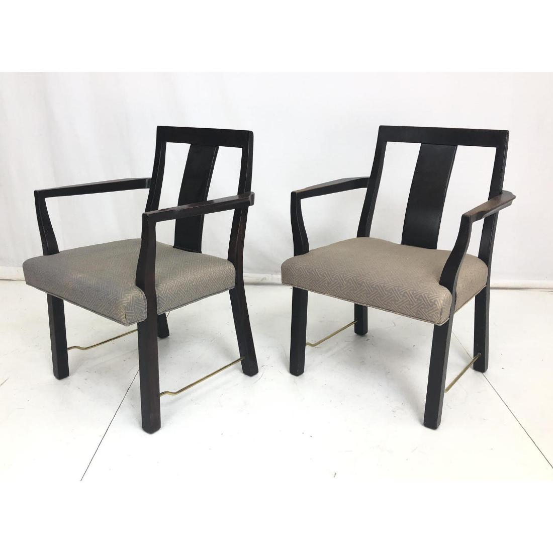 Pr Modernist DUNBAR Side Arm Dining Chairs. Dark (1 of 11)