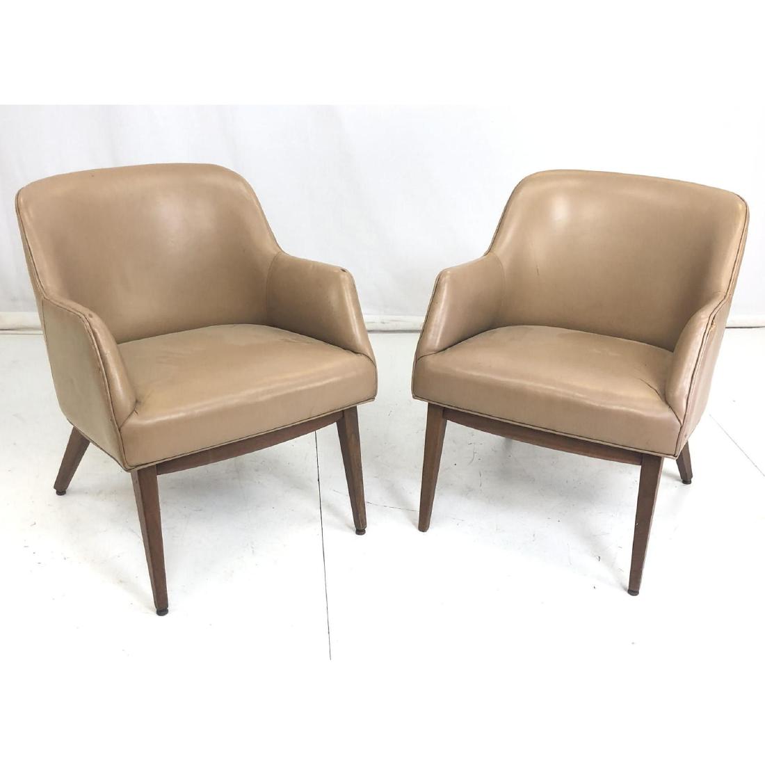 Pr JENS RISOM Leather Lounge Chairs. Walnut Base (1 of 16)