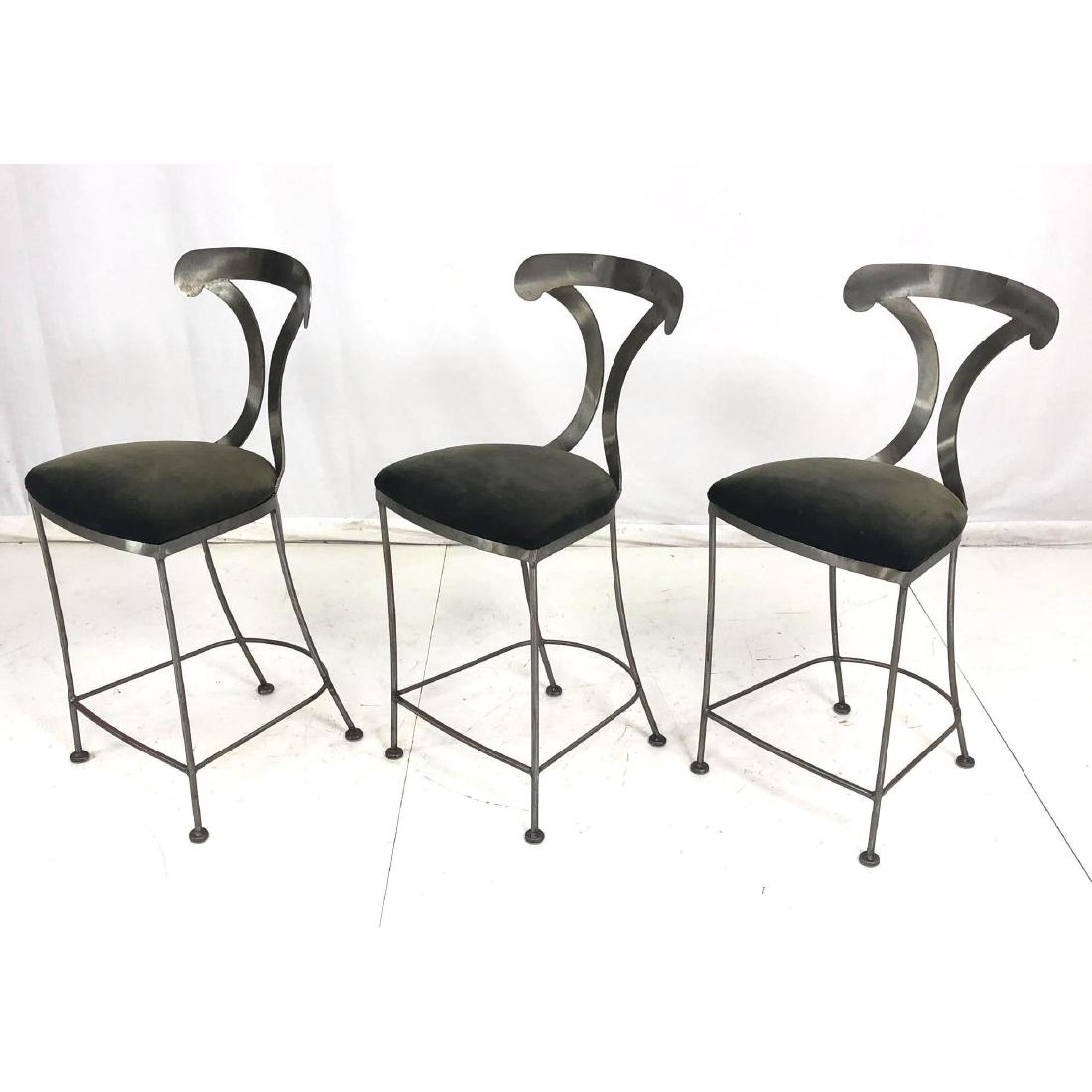 Set 3 SHAVER HOWARD Brushed Steel Black Fabric Ba (1 of 9)