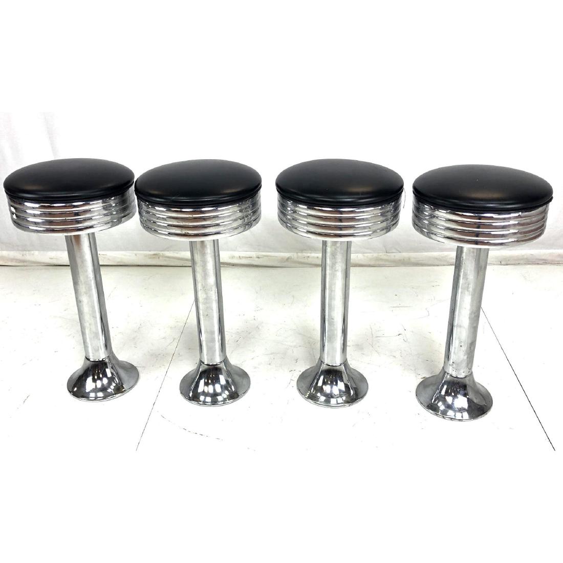 Set 4 Vintage Cafe Bar Stools. Chrome Frames. Bla (1 of 11)
