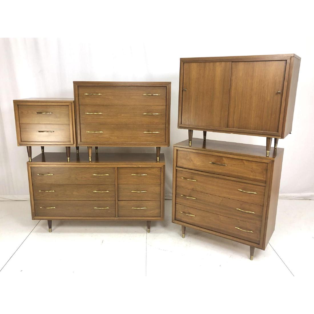 5pc Modernist Bedroom Suite Set. Night Stand, Bac (1 of 20)
