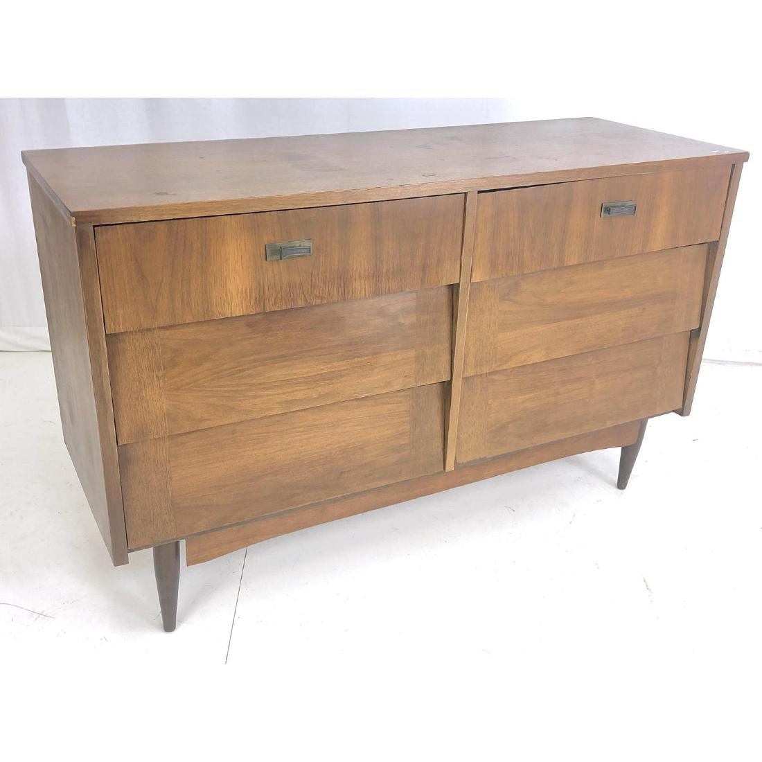 American Modern Walnut Low Chest Dresser. Brass H (1 of 13)