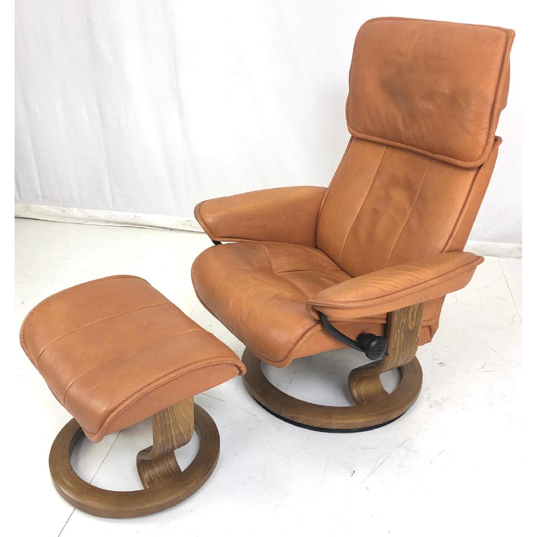 2pc J. EKORNES "A-S" Norway Lounge Chair Ottoman. (1 of 10)